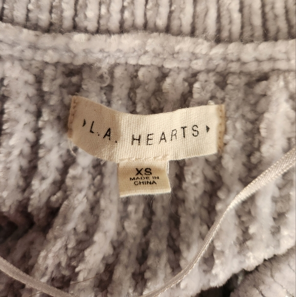 LA Hearts Gray Lace Up Crop Sweater Size XS - Picture 3 of 5